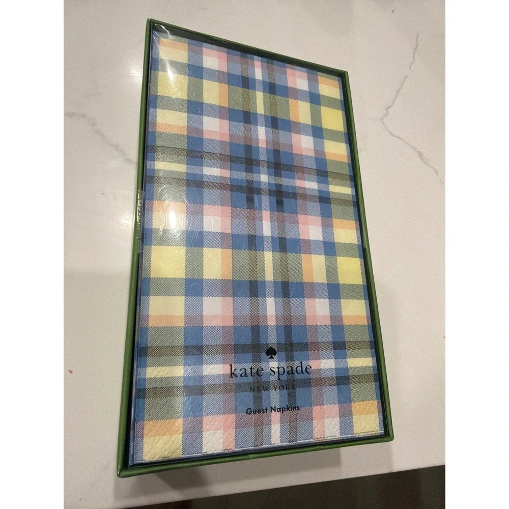 Kate Spade New York Garden Plaid Guest Napkin Set 40 Count Multi Color Plaid